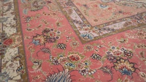 Persian Rug Tabriz Handmade Area Traditional 9'9"x13'4" (10x13) Whites/Beige Pink Naghsh Floral Design #30754