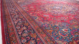 Persian Rug Mashhad Handmade Area Traditional 9'7"x12'8" (10x13) Whites/Beige Red Floral Design #32034