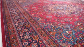 Persian Rug Mashhad Handmade Area Traditional 9'7"x12'8" (10x13) Whites/Beige Red Floral Design #32034