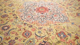 Persian Rug Sarouk Handmade Area Traditional 10'7"x13'7" (11x14) Yellow/Gold Green Animals Floral Design #34059