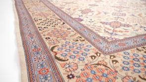 Persian Rug Sarouk Handmade Area Traditional 9'7"x12'8" (10x13) Whites/Beige Blue Floral Design #3109