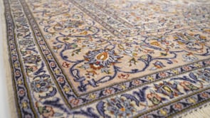 Persian Rug Kashan Handmade Area Traditional 9'9"x12'11" (10x13) Whites/Beige Blue Floral Design #28599