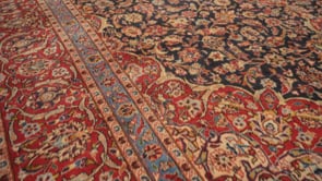 Persian Rug Kashan Handmade Area Traditional 9'10"x13'6" (10x14) Red Blue Toranj Mehrab Floral Design #31115