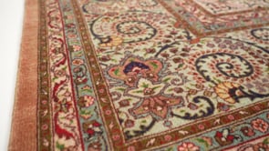 Persian Rug Tabriz Handmade Area Traditional 9'9"x13'5" (10x13) Green Whites/Beige Sheikh Safi Floral Design #34543