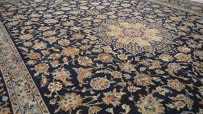 Persian Rug Kashan Handmade Area Traditional 9'10"x14'7" (10x15) Blue Green Floral Design #34599