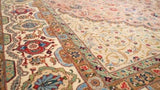 Persian Rug Tabriz Handmade Area Traditional 9'9"x12'9" (10x13) Green Pink Floral Design #35089