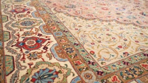 Persian Rug Tabriz Handmade Area Traditional 9'9"x12'9" (10x13) Green Pink Floral Design #35089