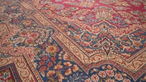 Persian Rug Yazd Handmade Area Traditional 9'10"x13'4" (10x13) Red Blue Floral Design #17989