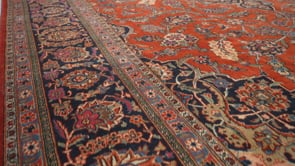 Persian Rug Kashan Handmade Area Traditional 11'0"x13'6" (11x14) Red Blue Floral Design #18682