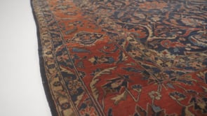 Persian Rug Sarouk Handmade Area Antique Traditional 10'2"x13'8" (10x14) Red Blue Floral Design #23246