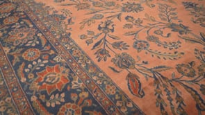 Persian Rug Kashan Handmade Area Antique Traditional 10'8"x17'10" (11x18) Red Blue Floral Design #26073