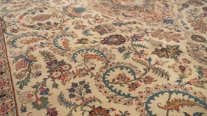 Persian Rug Kashan Handmade Area Traditional 10'5"x15'2" (10x15) Whites/Beige Blue Floral Design #32252