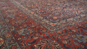 Persian Rug Kashan Handmade Area Antique Traditional 9'8"x16'4" (10x16) Blue Red Floral Design #34238