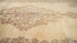 Persian Rug Kerman Handmade Area Traditional 12'3"x18'10" (12x19) Whites/Beige Blue Open Field Floral Design #32022