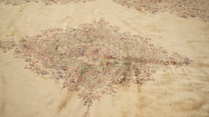 Persian Rug Kerman Handmade Area Traditional 11'8"x18'7" (12x19) Whites/Beige Green Open Field Floral Design #35499