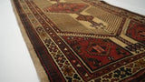 Persian Rug Sarab Handmade Area Tribal Vintage 3'9"x7'7" (4x8) Red Whites/Beige Geometric Design #28179