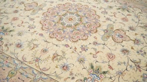 Persian Rug Tabriz Handmade Area Traditional 6'7"x9'9" (7x10) Whites/Beige Pink Naghsh Floral Design #36130