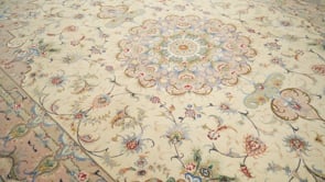 Persian Rug Tabriz Handmade Area Traditional 6'7"x9'8" (7x10) Whites/Beige Pink Naghsh Floral Design #36131