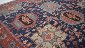 Persian Rug Gharajeh Handmade Area Antique Tribal 8'9"x9'3" (9x9) Blue Red Geometric Design #35789