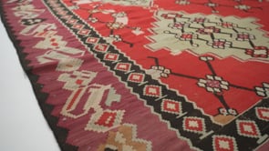 Oriental Rug Turkish Handmade Area Antique Tribal 8'4"x10'1" (8x10) Red Green Geometric Kilim Design #35855