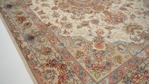 Persian Rug Tabriz Handmade Area Traditional 5'0"x6'8" (5x7) Whites/Beige Pink Naghsh Floral Design #35881