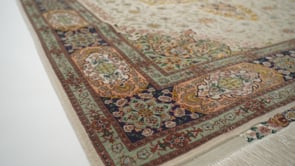 Persian Rug Tabriz Handmade Area Traditional 5'0"x6'6" (5x7) Whites/Beige Pink Green Naghsh Floral Design #35931