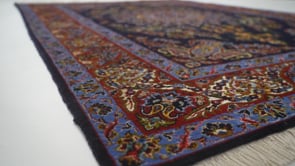 Persian Rug Kashan Handmade Area Traditional 4'9"x7'0" (5x7) Blue Red Floral Design #35995