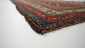 Caucasian Rug Shirvan Handmade Area Antique Tribal 3'9"x7'1" (4x7) Blue Red Geometric Design #36017