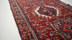 Persian Rug Gharajeh Handmade Runner Tribal 3'9"x10'7" (4x11) Red Geometric Design #32822