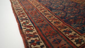 Persian Rug Kurdistan Handmade Runner Tribal Vintage 4'2"x8'7" (4x9) Red Blue Geometric Design #31675