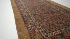 Persian Rug Malayer Handmade Runner Tribal Vintage 3'7"x8'6" (4x9) Whites/Beige Red Blue Geometric Design #35751