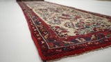 Persian Rug Hamadan Handmade Runner Tribal 2'8"x13'3" (3x13) Whites/Beige Red Floral Design #1911