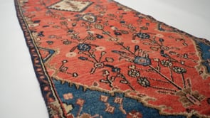 Persian Rug Hamadan Handmade Runner Tribal 2'9"x9'6" (3x10) Red Blue Floral Design #36088