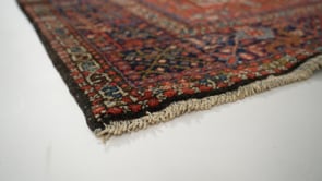 Persian Rug Gharajeh Handmade Runner Tribal Vintage 3'8"x14'6" (4x15) Red Blue Geometric Design #32238