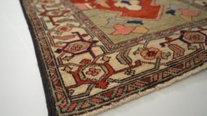 Oriental Rug Pakistani Handmade Runner Transitional 2'7"x10'2" (3x10) Whites/Beige Red Blue Geometric Serapi Design #35352