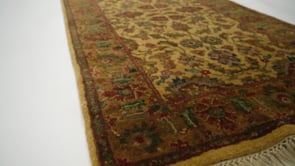 Oriental Rug Indian Handmade Runner Transitional 3'0"x9'10" (3x10) Whites/Beige Green Jaipur Floral Design #16925