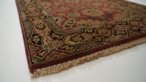 Oriental Rug Indian Handmade Runner Transitional 3'0"x8'1" (3x8) Red Green Jaipur Floral Design #27951