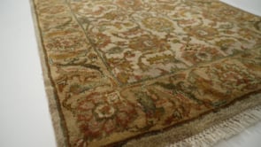 Oriental Rug Indian Handmade Runner Transitional 3'1"x10'1" (3x10) Whites/Beige Green Yellow/Gold Jaipur Floral Design #33514