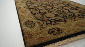 Oriental Rug Indian Handmade Runner Transitional 3'1"x8'2" (3x8) Black Yellow/Gold Jaipur Floral Design #27965