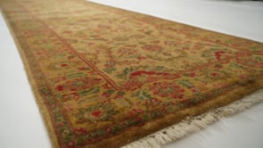 Oriental Rug Indian Handmade Runner Transitional 3'1"x15'8" (3x16) Whites/Beige Yellow/Gold Jaipur Floral Design #33512