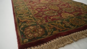 Oriental Rug Indian Handmade Runner Transitional 3'1"x10'5" (3x10) Red Green Jaipur Floral Design #21353