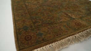 Oriental Rug Indian Handmade Runner Transitional 3'1"x9'10" (3x10) Whites/Beige Green Jaipur Floral Design #20383