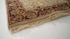 Oriental Rug Indian Handmade Runner Traditional 2'7"x12'2" (3x12) Whites/Beige Red Jaipur Floral Design #27490