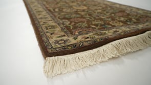 Oriental Rug Indian Handmade Runner Traditional 2'6"x8'0" (3x8) Brown Green Floral Design #33725