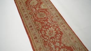 Oriental Rug Pakistani Handmade Runner Transitional 2'9"x10'1" (3x10) Red Whites/Beige Oushak Design #32701