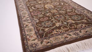 Oriental Rug Indian Handmade Runner Transitional 2'6"x6'1" (3x6) Brown Green Floral Design #33718