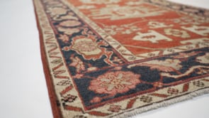 Oriental Rug Pakistani Handmade Runner Transitional Tribal 3'2"x14'0" (3x14) Red Blue Geometric Serapi Design #35379