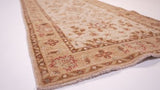 Oriental Rug Pakistani Handmade Runner Transitional Neutral 2'8"x9'4" (3x9) Whites/Beige Floral Oushak Design #35440