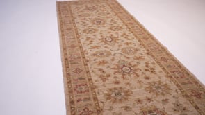 Oriental Rug Pakistani Handmade Runner Transitional 2'10"x9'7" (3x10) Whites/Beige Floral Oushak Design #35464