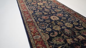 Oriental Rug Indian Handmade Runner Traditional 2'7"x8'1" (3x8) Blue Red Floral Design #32803